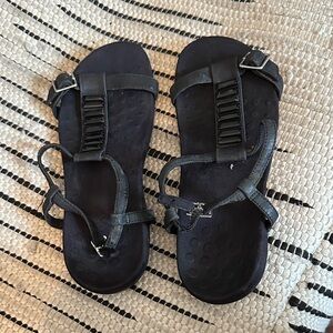 Vionic Dark Sandals with Buckle Straps